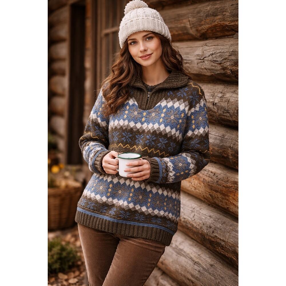 Chunky warm women's VTG Liz Claiborne sweater M warm cozy wool blend cabincore